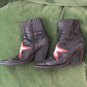 Jeffrey Campbell real leather black star boots